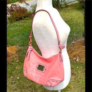 Nicole Miller Pink Leather Shoulder Bag